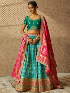 Soch Embroidered Unstitched Lehenga & Blouse With Dupatta