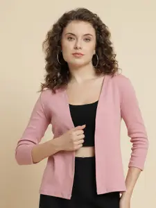 UnaOne Three-Quarter Sleeves Cotton Open Front Shrug