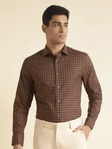 Andamen Premium Slim Fit Checked Cutaway Collar Cotton Formal Shirt