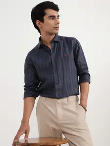 Andamen Premium Slim Fit Striped Cutaway Collar Linen Formal Shirt