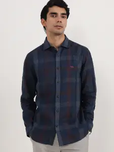 Andamen Premium Cutaway Collar Checked Linen Formal Shirt