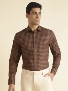 Andamen Premium Checked Cutaway Collar Cotton Formal Shirt