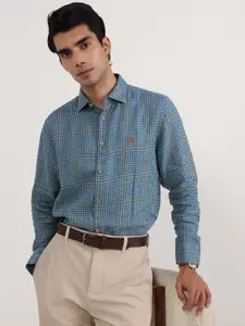 Andamen Premium Checked Spread Collar Long Sleeves Cotton Formal Shirt