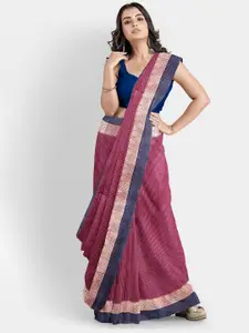 WoodenTant Striped Pure Cotton Taant Saree