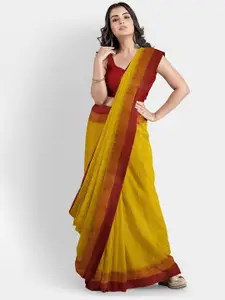 WoodenTant Striped Pure Cotton Taant Saree