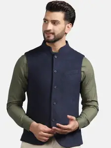 Blackberrys Mandarin Collar Woven Slim-Fit Nehru Jacket