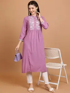 Vishudh Floral Embroidered Straight Kurta