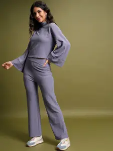 Tokyo Talkies High Neck Crop Top With Bootcut Trousers