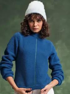 Tokyo Talkies Teal Mock Collar Sweatshirt