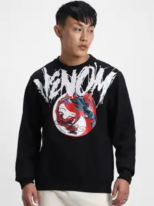 VEIRDO Black Venom Marvel Printed Fleece Sweatshirt