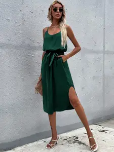 StyleCast Green Shoulder Straps A-Line Dress