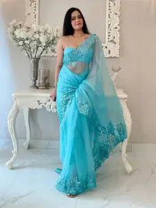 Anouk Floral Embroidered Sequinned Saree