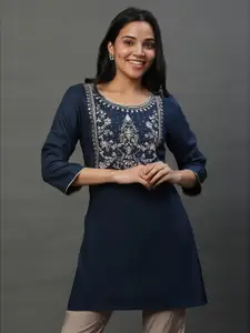 AURELIA Ethnic Motifs Embroidered Thread Work A-Line Kurti