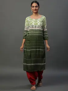 AURELIA Floral Printed Straight Kurta