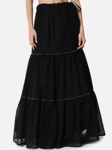 studio rasa Gathered Detailed Tiered Maxi Ethnic Skirt With Can-Can