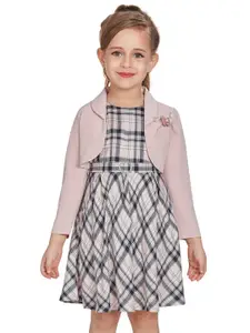 Peppermint Girls Checked Shoulder Straps Fit and Flare Dress