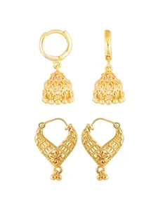 Vighnaharta Set Of 2 Gold Plated Hoop Earrings