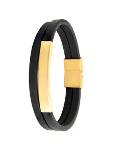 bodha Men Gold-Plated Leather Multistrand Bracelet