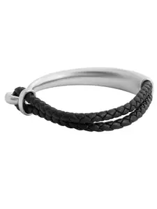 bodha Silver-Plated Leather Wraparound Bracelet