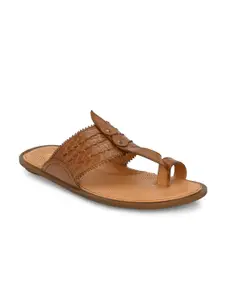 Hitz Men Textured Leather Ethnic Comfort Sandals