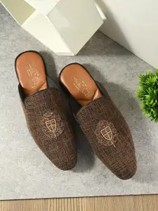Hitz Men Ethnic Embroidered Leather Comfort Insole Mules