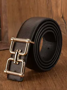 BuckleUp Men Textured Reversible Slim Belt