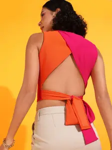 RARE Colourblocked Styled Back Crop Top