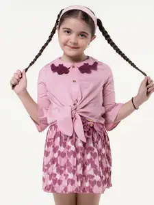 One Friday Girls Peter Pan Collar Tie Up Pure Cotton Top