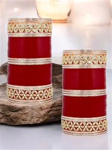 LUCKY JEWELLERY Set Of 66 Stone-Studded Bangles
