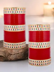 LUCKY JEWELLERY Set Of 60 Stone-Studded Bangles
