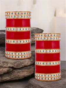 LUCKY JEWELLERY Set Of 30 Stone-Studded Bangles