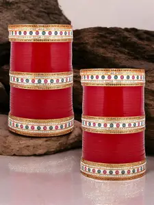 LUCKY JEWELLERY Stone-Studded Bangles