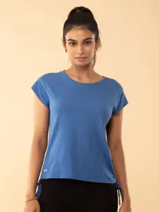 Nykd Women Extended Sleeves Cotton Regular Fit Ruched T-shirt