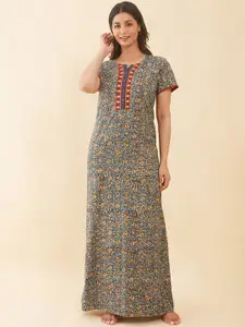 Maybell Floral Printed Pure Cotton Maxi Nightdress