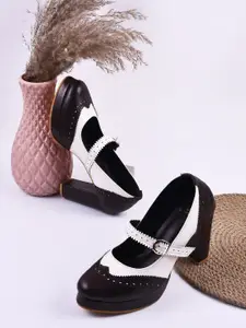 THE WHITE POLE Colourblocked Platform Heel Mary Janes