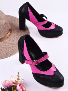 THE WHITE POLE Colourblocked Platform Heel Mary Janes