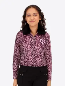 CUTECUMBER Girls Animal Printed Fleece Front-Open Sweatshirt