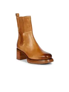 Saint G Women Mid Top Genuine Leather Platform-Heeled Regular Boots