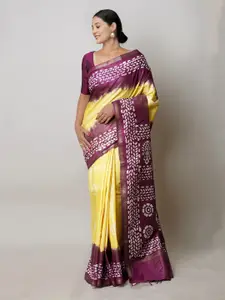 Unnati Silks Batik Printed Silk Cotton Handloom Chanderi Saree