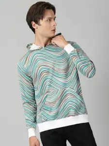 Rodzen Abstract Printed Hooded Cotton Pullover Sweatshirt