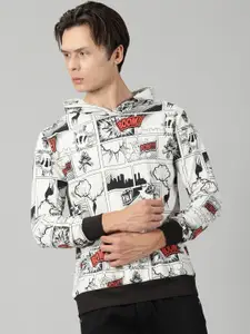 Rodzen Abstract Printed Hooded Cotton Pullover Sweatshirt