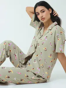 I like me Conversational Printed Pure Cotton Night Suit