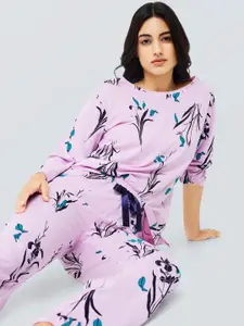 I like me Floral Printed Pure Cotton Night Suit