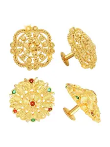 Vighnaharta Set Of 2 Gold-PlatedStuds Earrings
