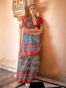 elora Ethnic Motif Printed Patola Saree