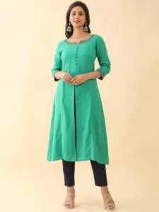 Maybell Ethnic Motifs Embroidered Cotton A-Line Kurta