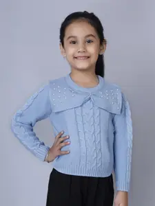 JoE Hazel Girls Cable Knit Self Design Pullover Pullover