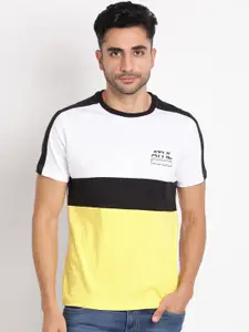 Indian Terrain Colourblocked Round Neck Cotton Regular T-shirt
