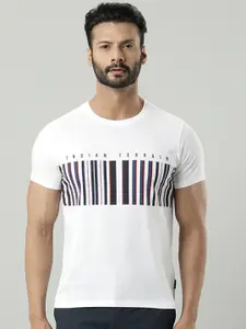 Indian Terrain Striped Cotton Regular Fit T-shirt