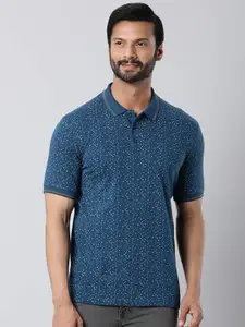 Indian Terrain Abstract Printed Polo Collar Pure Cotton T-shirt
